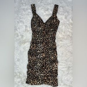 Ruffle leopard print bodycon mini dress